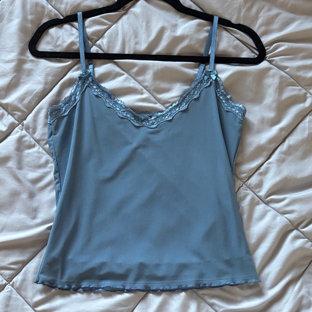 Forever 21 Blue Lace Trim Tank Top